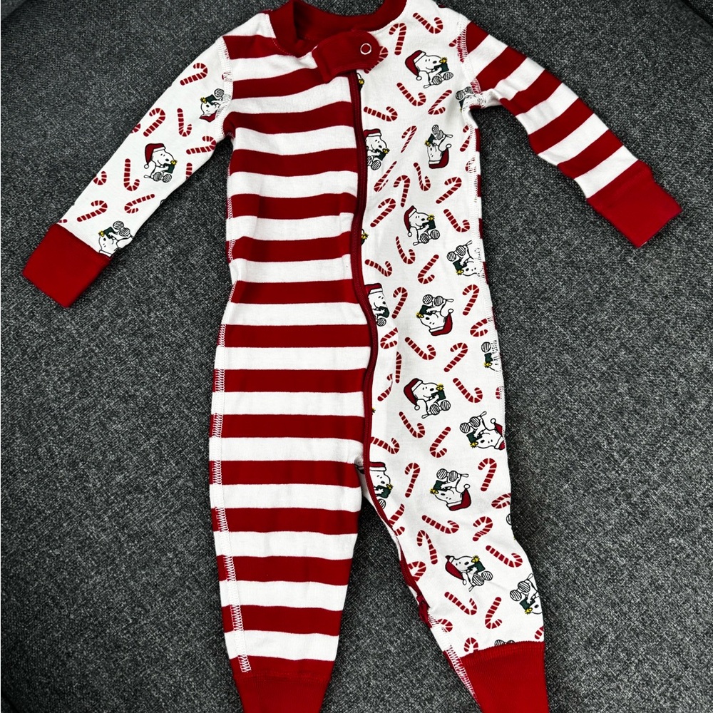 Hanna Andersson Red and White Striped Peanuts Christmas Sleeper